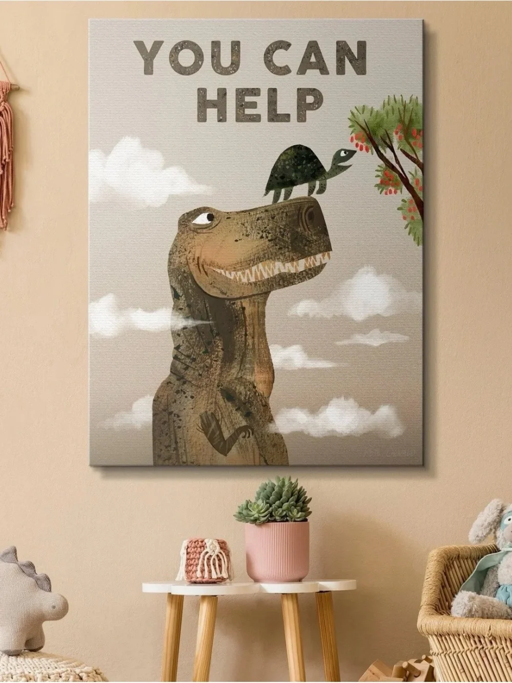You Can Help Dinosaur Wall Art - Brown & Green